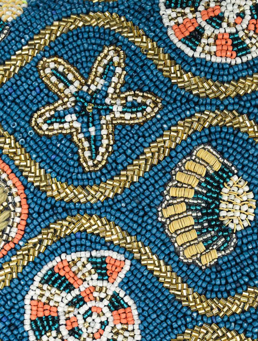 Midnight Shore Beaded Clutch Bag