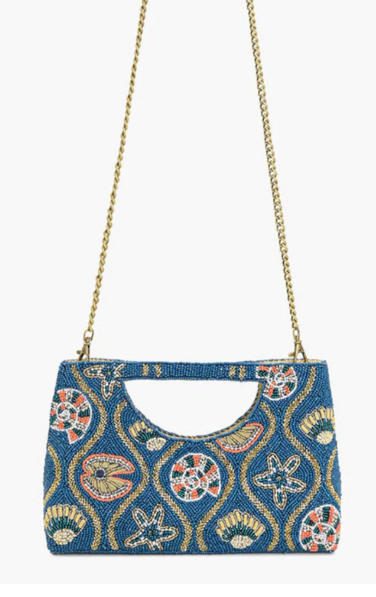 Midnight Shore Beaded Clutch Bag