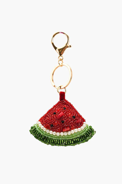 Watermelon Beaded Charm Keychain