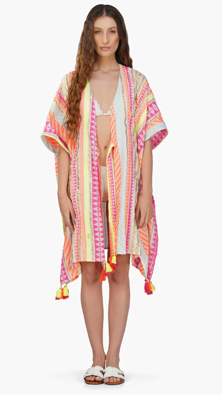 Fluorescent Striped Cover Up S M L