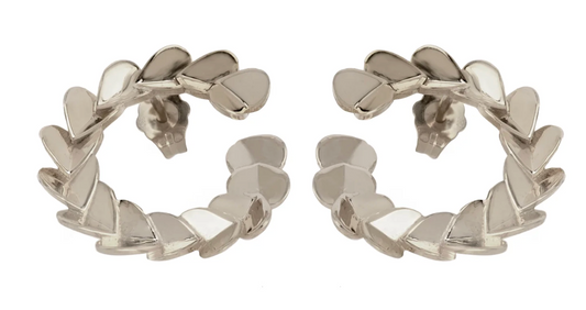 Fluttering hearts bypass hoops silver