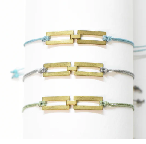 Vintage Brass Links Friendship Bracelet Grey