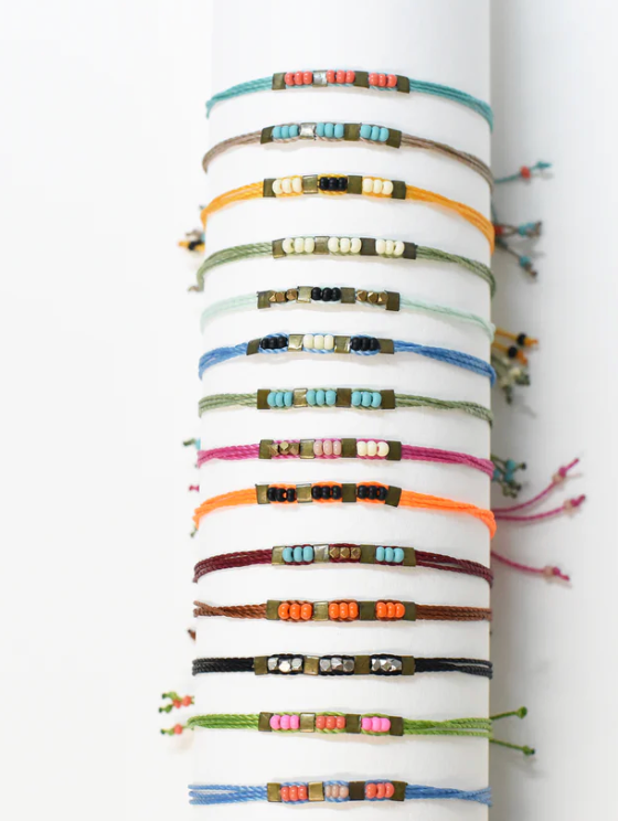 Art Deco Friendship Bracelets turquoise+coral beads Amira Jewelry