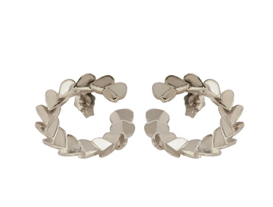 Fluttering hearts bypass hoops silver Whimsy Jewelry