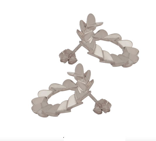 Fluttering hearts bypass hoops silver Whimsy Jewelry