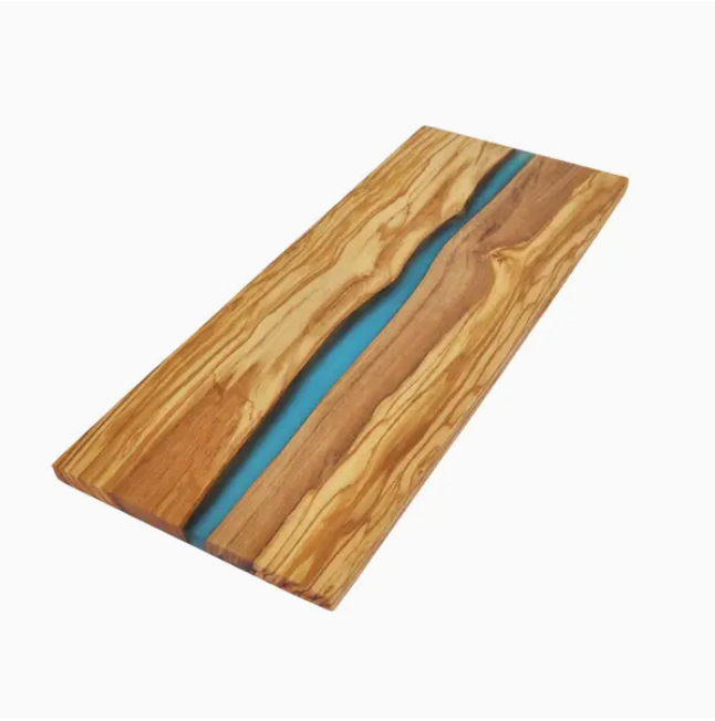 Olive Wood Cutting Board with River of Blue Resin Naturally Med Inc.