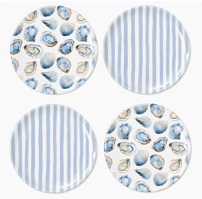 8" Oyster Shatterproof Plates (Set of 4)