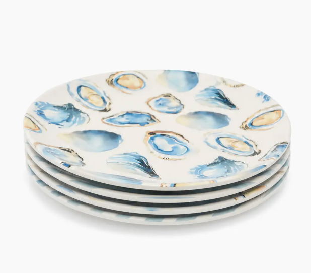 8" Oyster Shatterproof Plates (Set of 4)