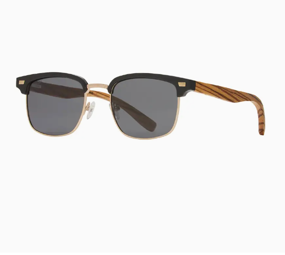Travis Onyx / Gold /Walnut Wood / Smoke Polarized Blue Planet Eco-Eyewear