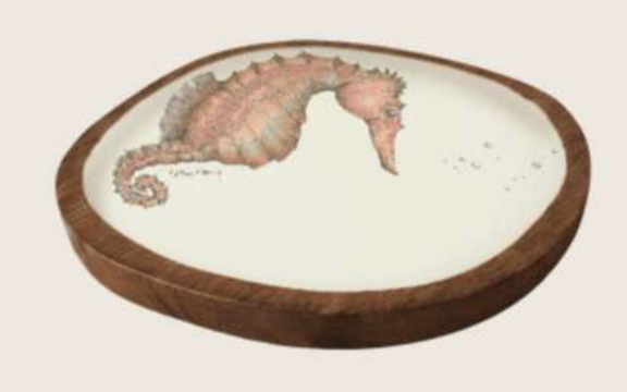 Seahorse Acacia Wood Trinket Tray Leaf + Loom