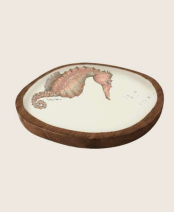 Seahorse Acacia Wood Trinket Tray Leaf + Loom
