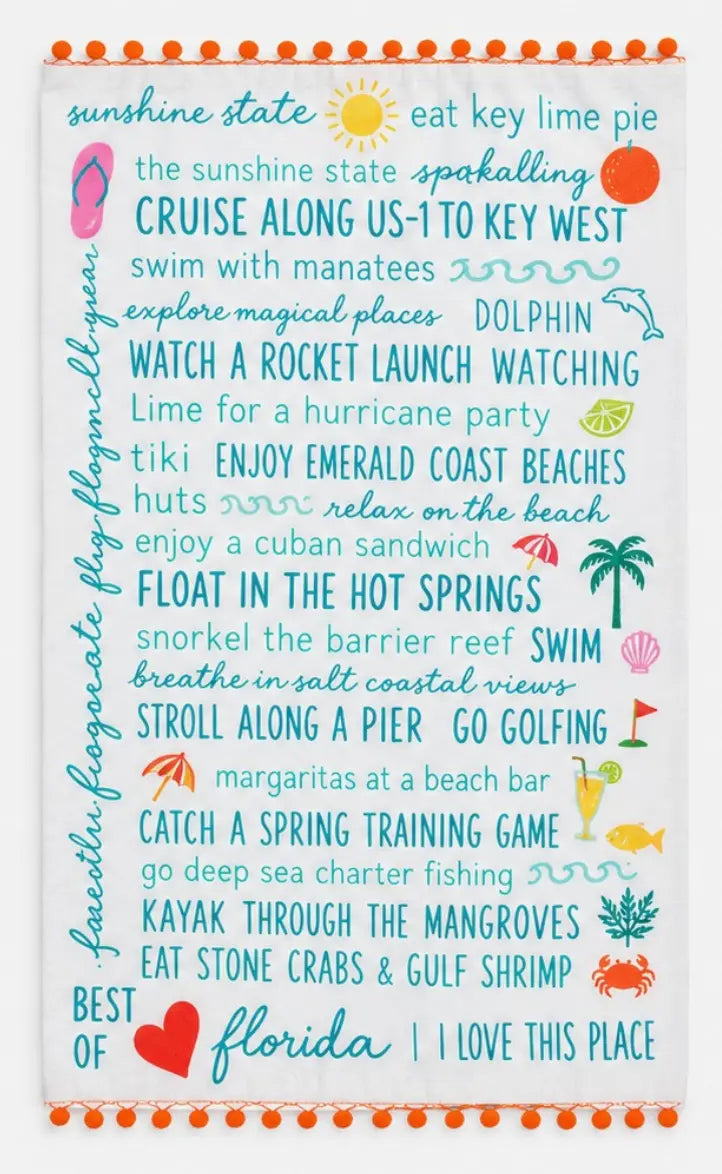 Florida Atrractions Dish Towel
