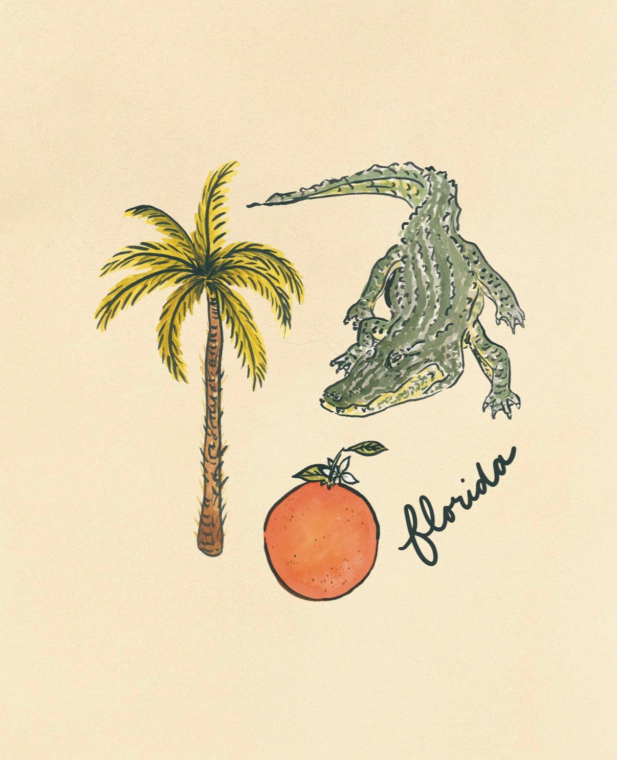 Florida: Palms, Oranges, and Alligators Fine Art Print artxnikki