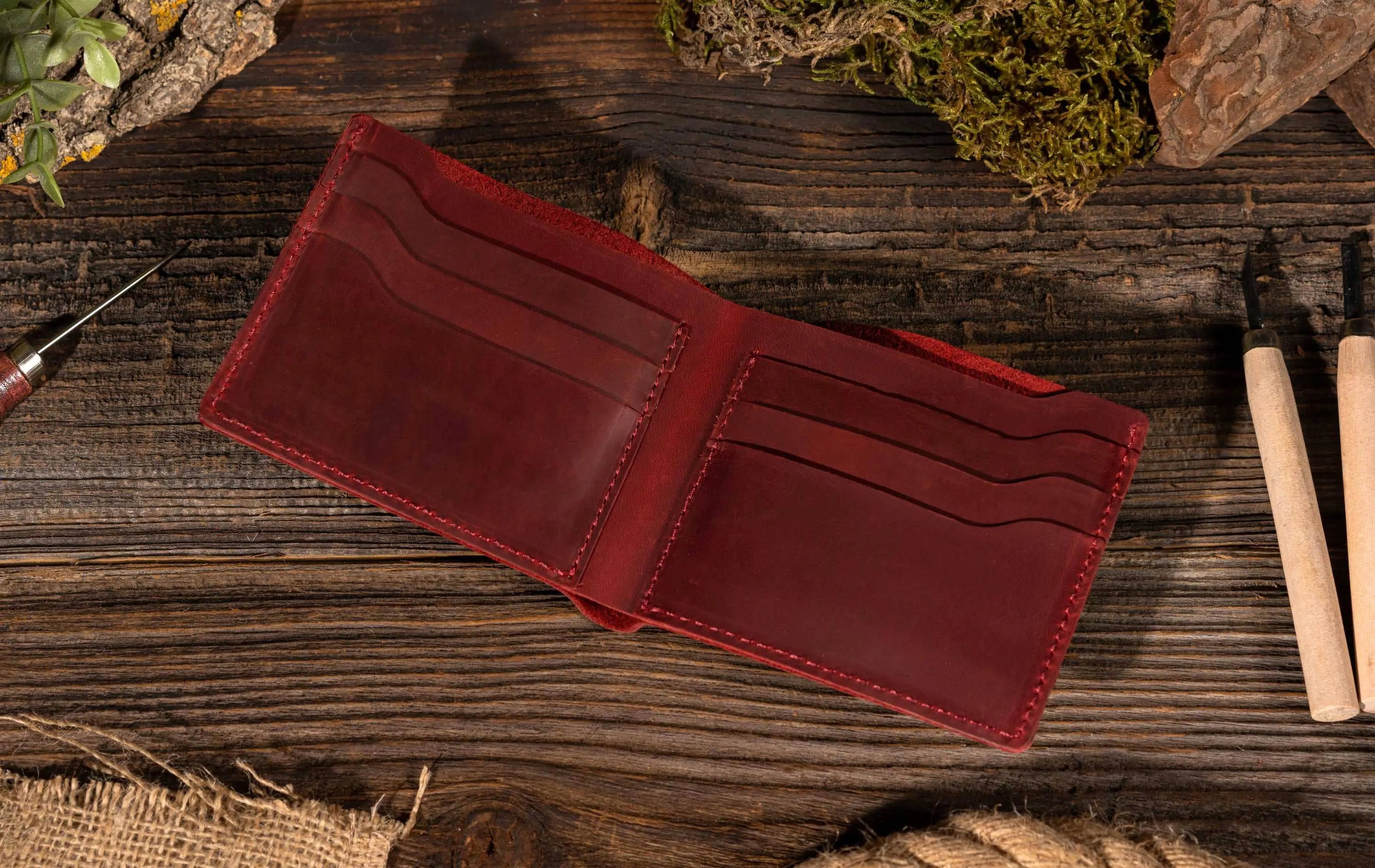 Leather Wallet,  Bifold Wallet, Handmade Wallet for Men American Leather Goods