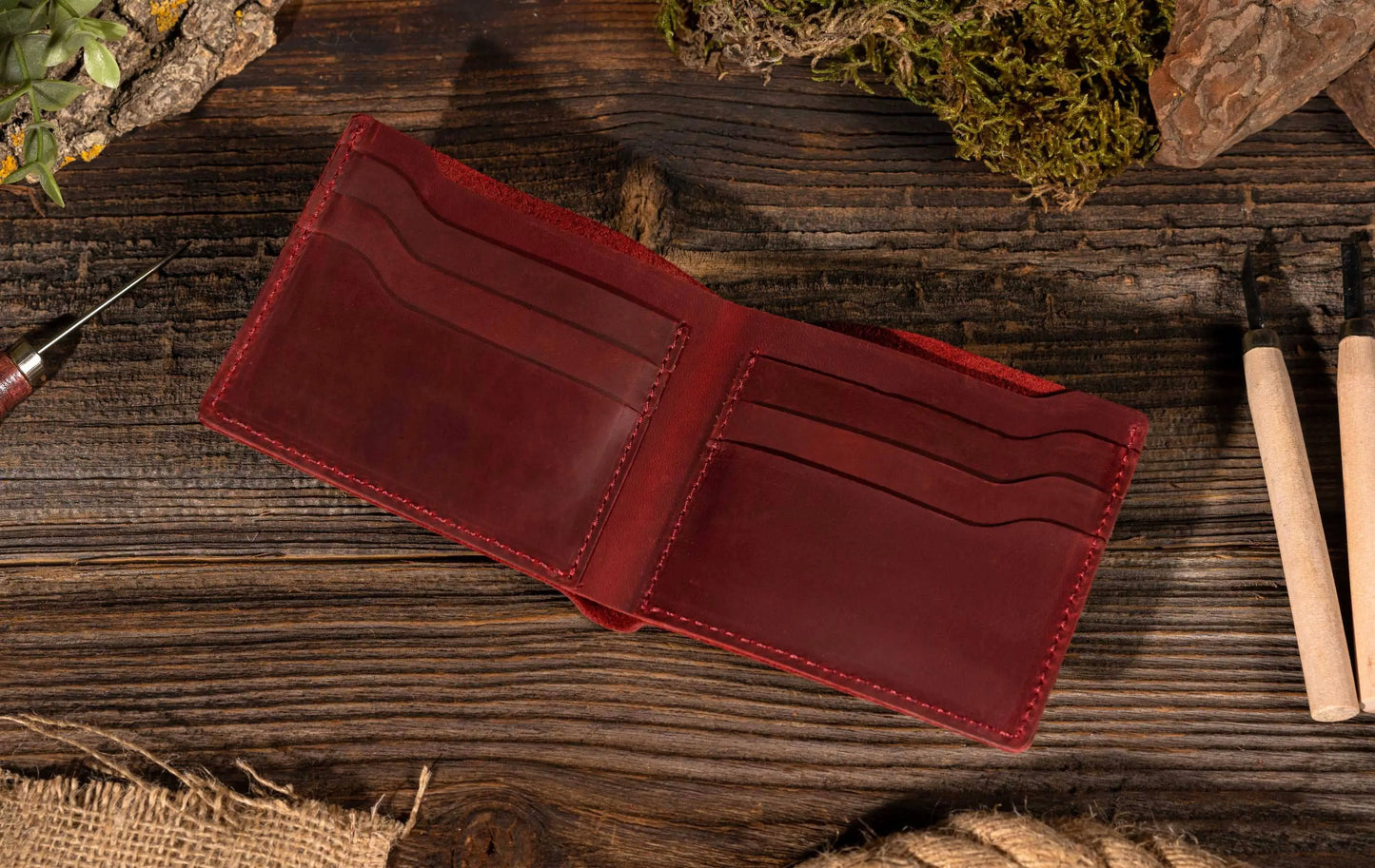 Leather Wallet,  Bifold Wallet, Handmade Wallet for Men American Leather Goods