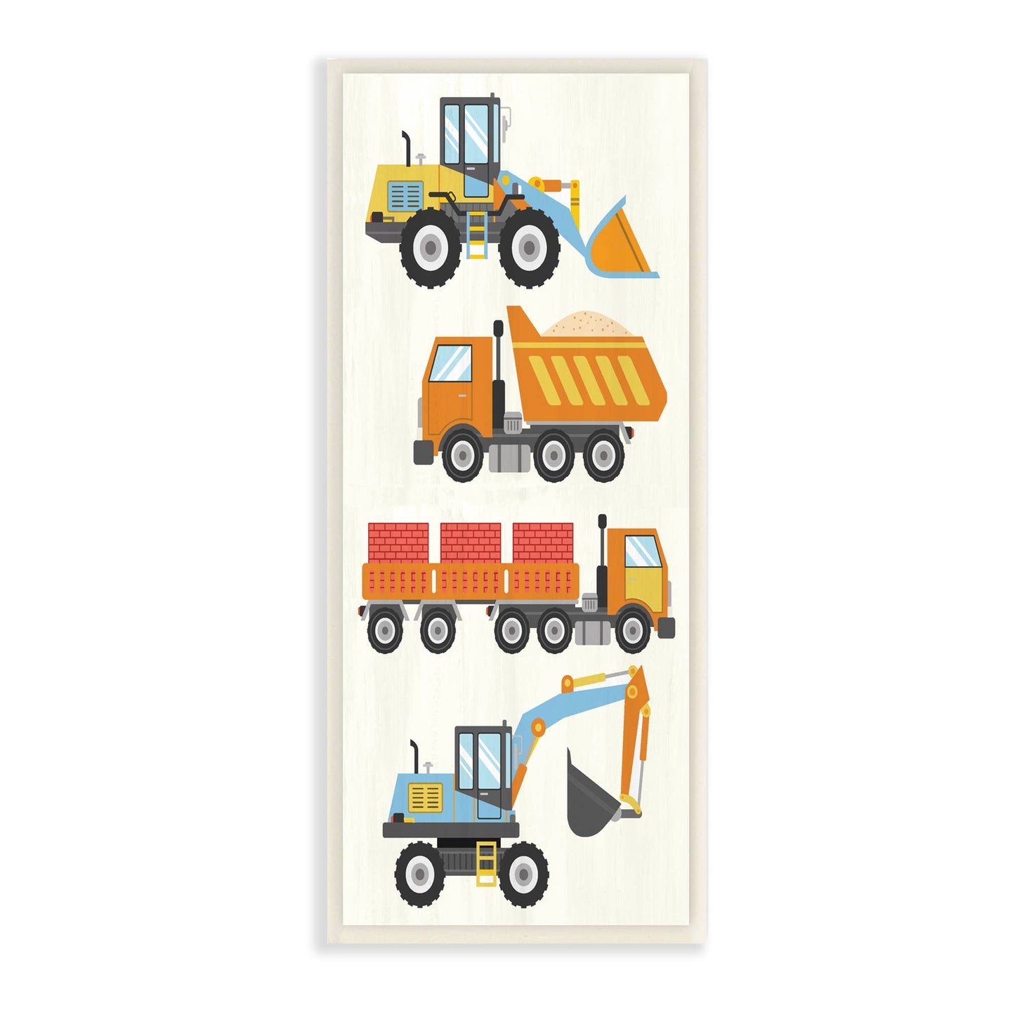 Construction Vehicles Playful Bulldozer Dump Truck Wall Art