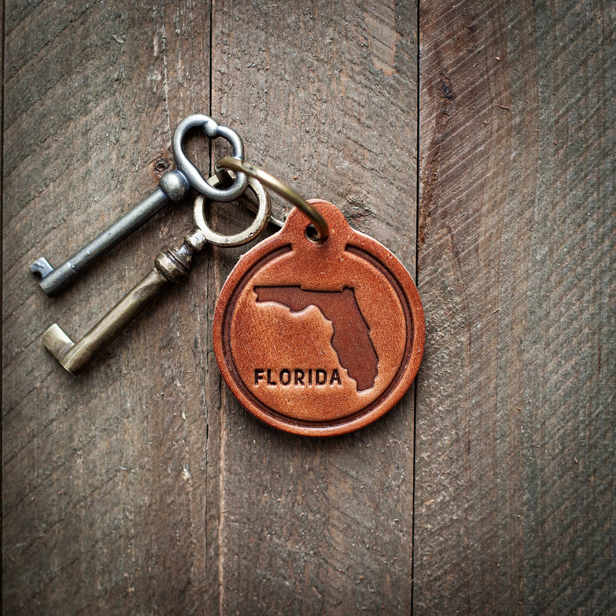 Florida Leather Keychain Circle Sugarhouse Leather