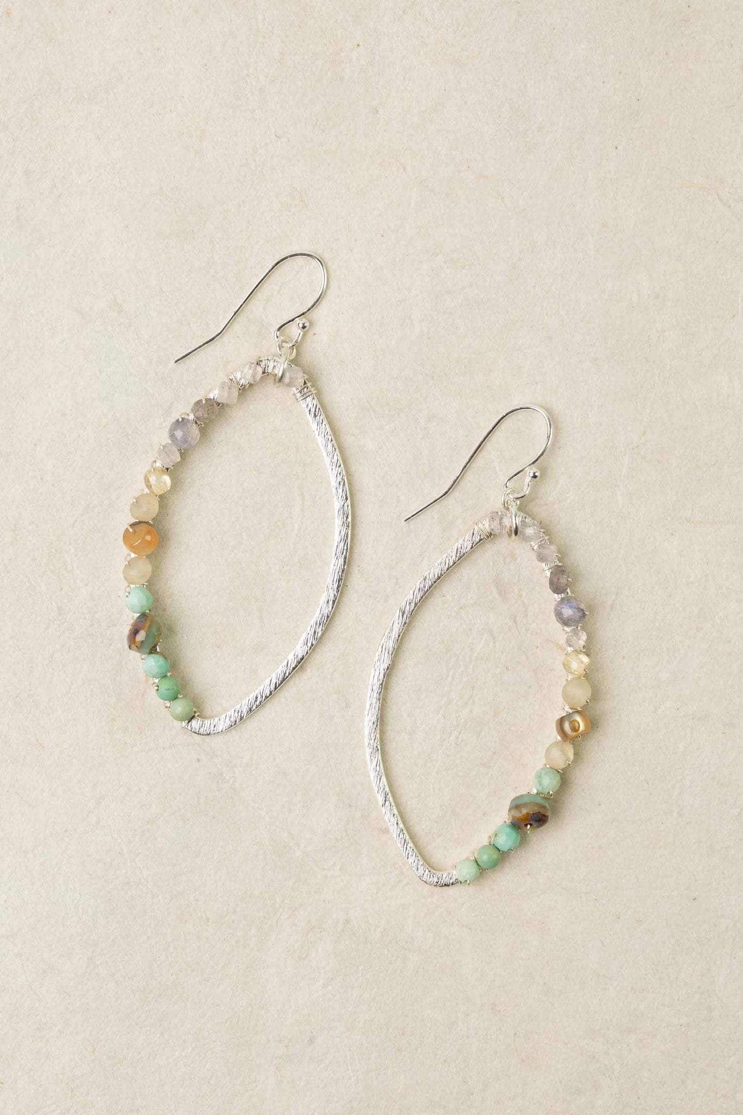 Mystic Turquoise, Freshwater Pearl, Czech Glass And Abalone Hoop Earrings Anne Vaughan Designs Jewelry