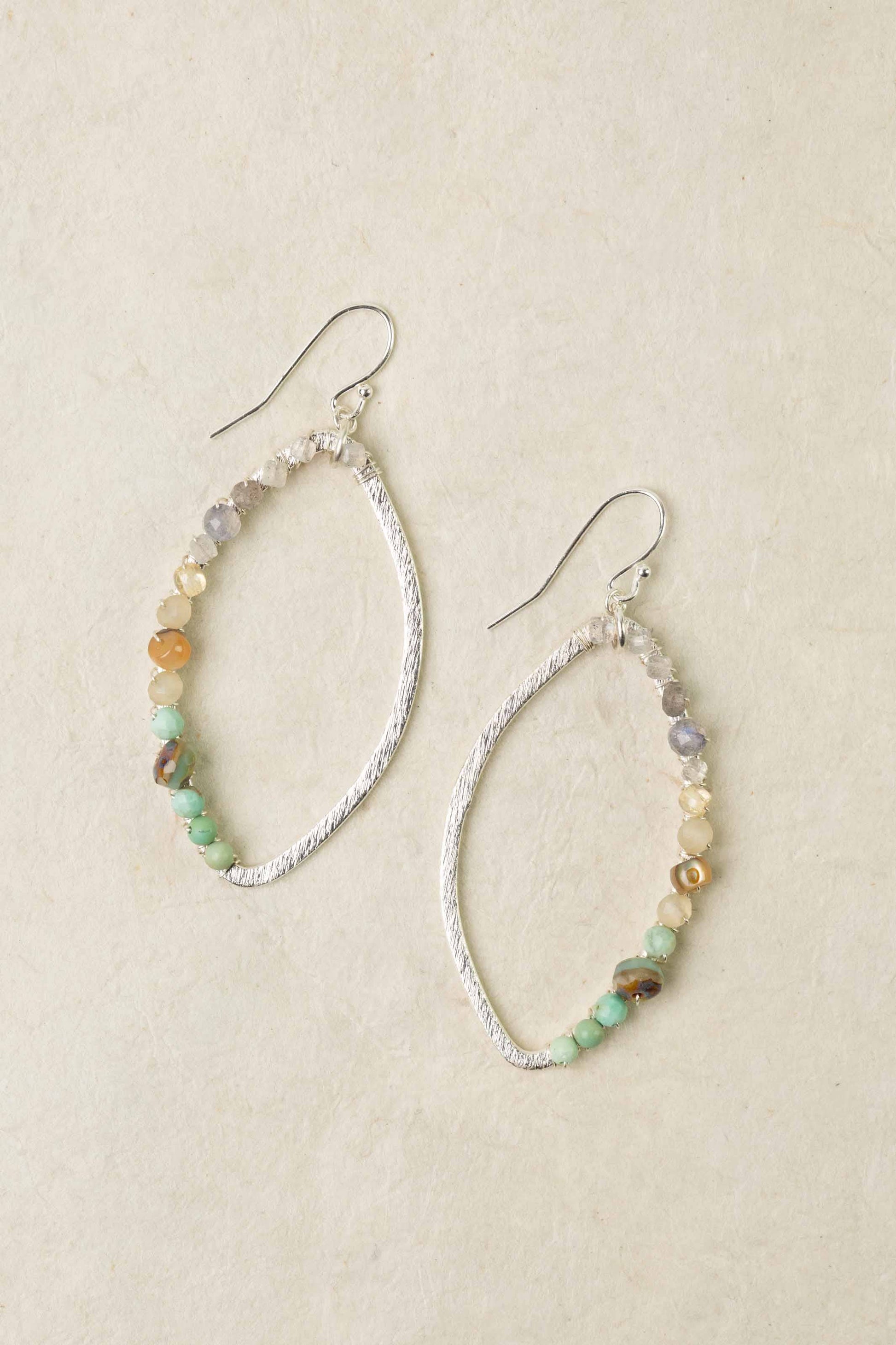 Mystic Turquoise, Freshwater Pearl, Czech Glass And Abalone Hoop Earrings Anne Vaughan Designs Jewelry