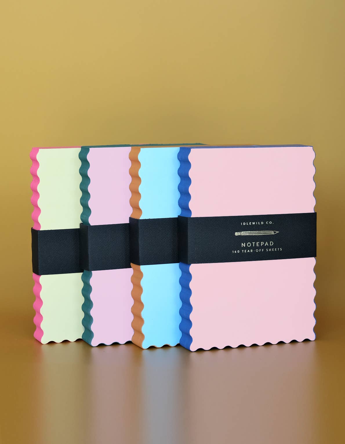 Mini Wave Shaped Notepad | Citron + Hot Coral Edge Idlewild Co.