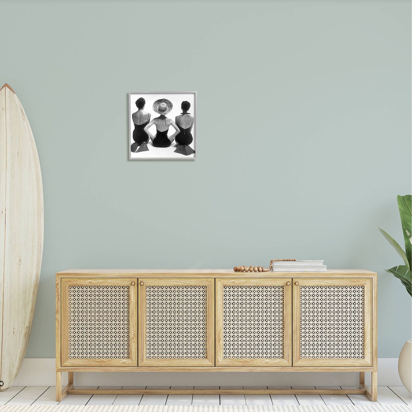 Women Sitting Beach Monochrome Flippers Framed Giclee Fall