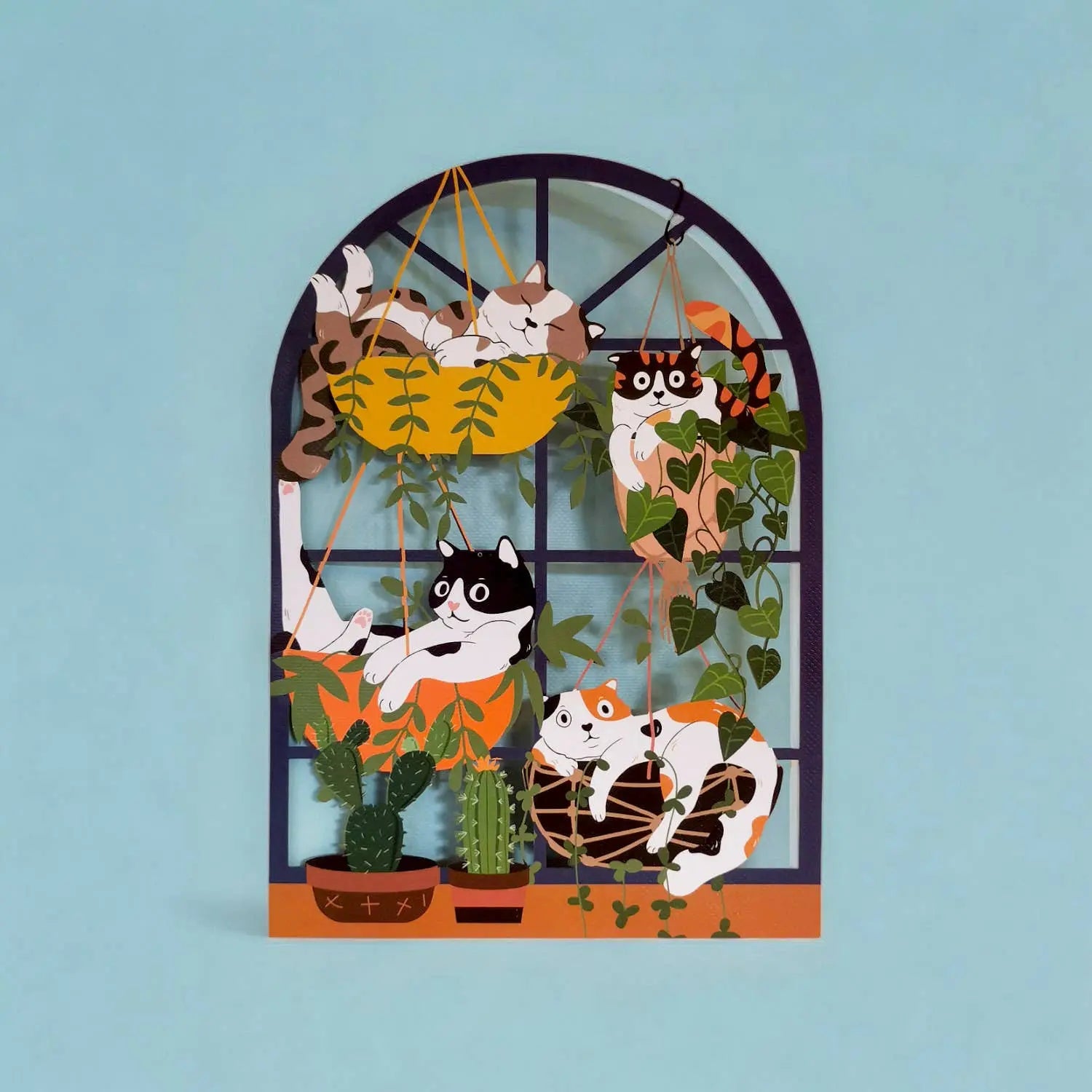 Cats in the Window Paper Cut Card Alljoy Design