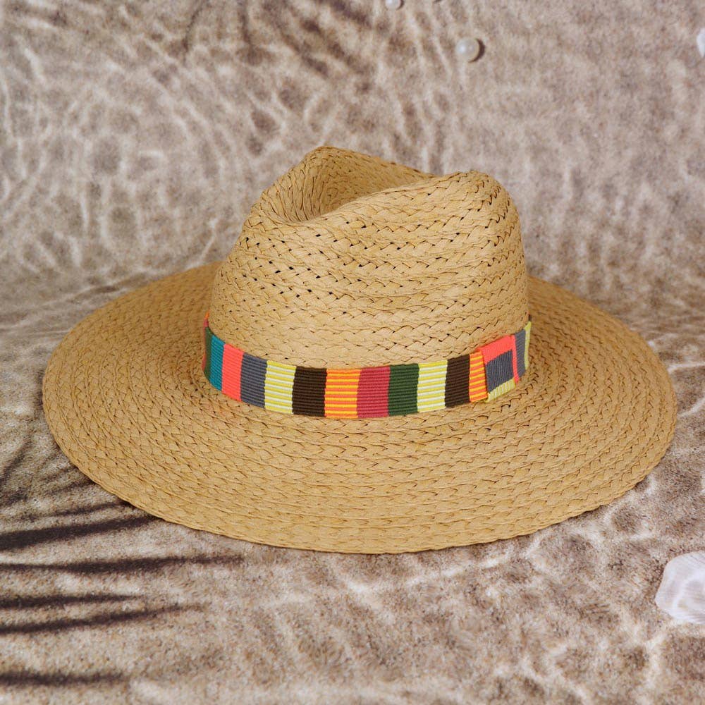 Multi Color Stripe Band Straw Hat Sensibling Corp.