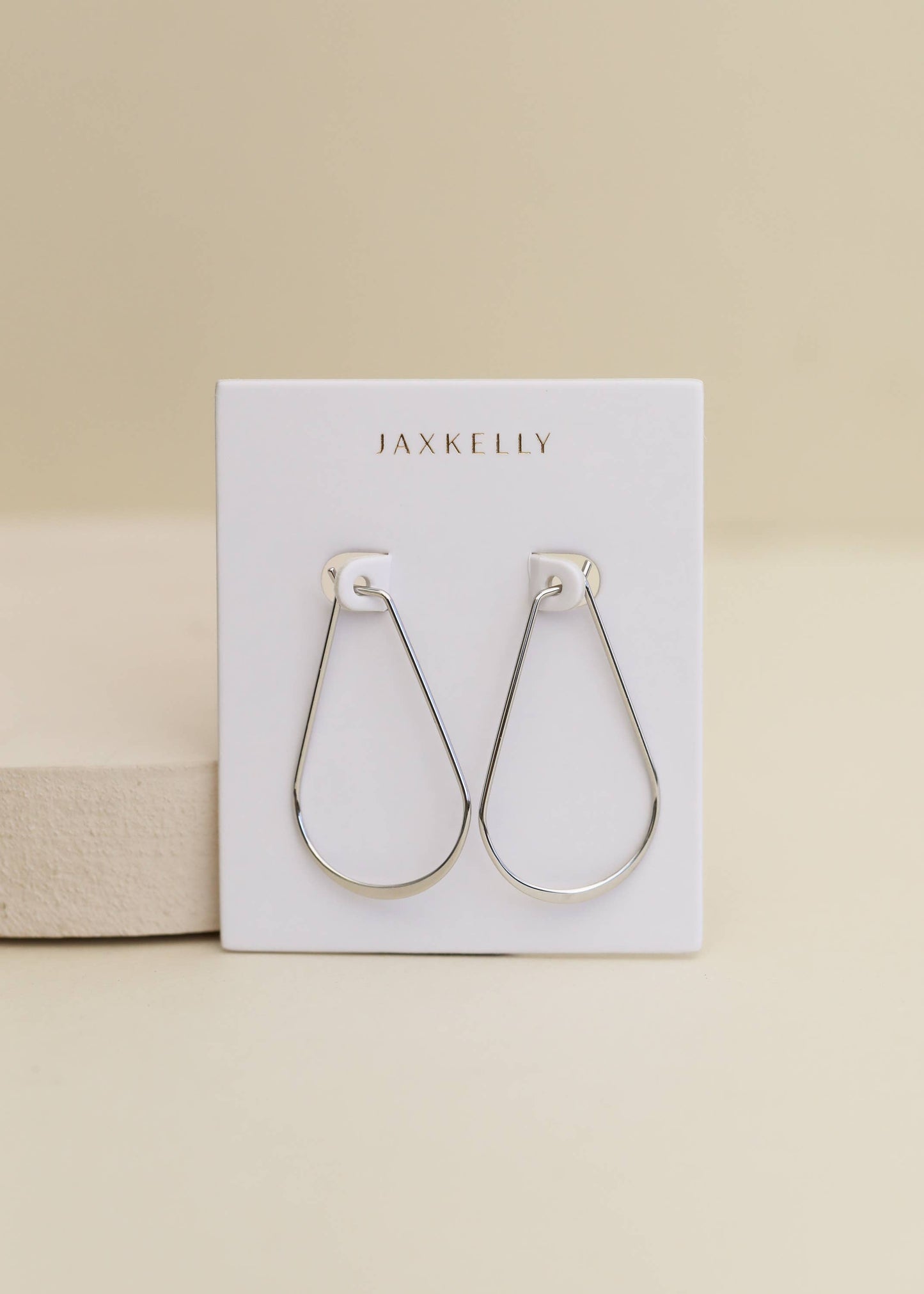 Silver Long Oval Hoop JaxKelly