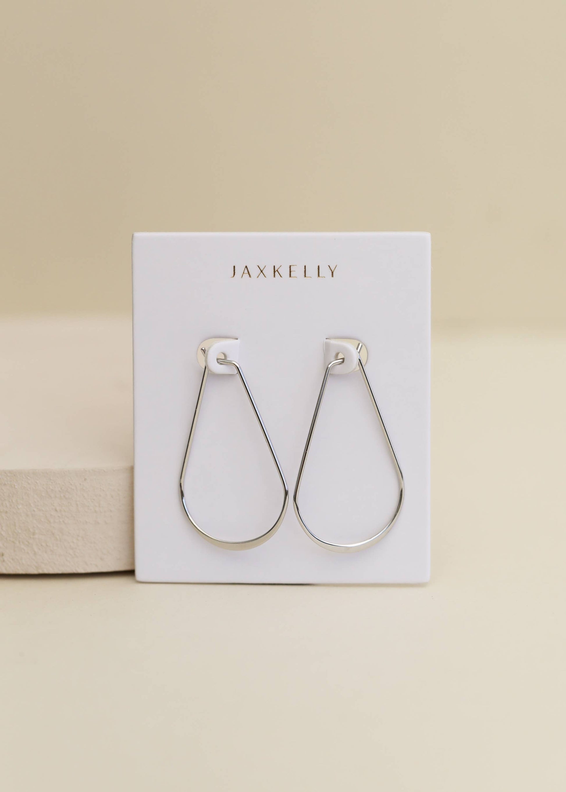 Silver Long Oval Hoop JaxKelly