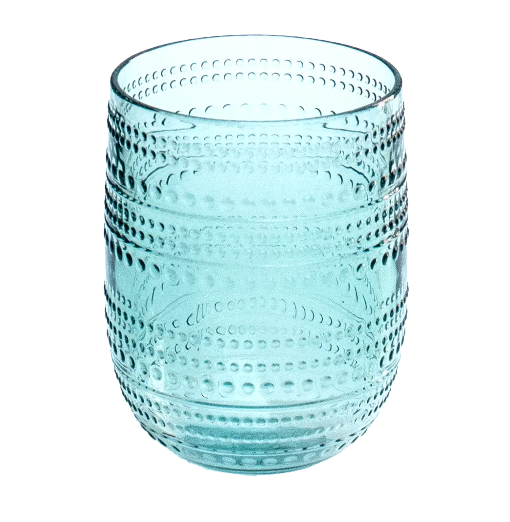 Beaded Stemless Shatterproof Premium Acrylic Drinkware Set of 4 Clear, cobalt blue, or sea green Abode Homewares by TarHong