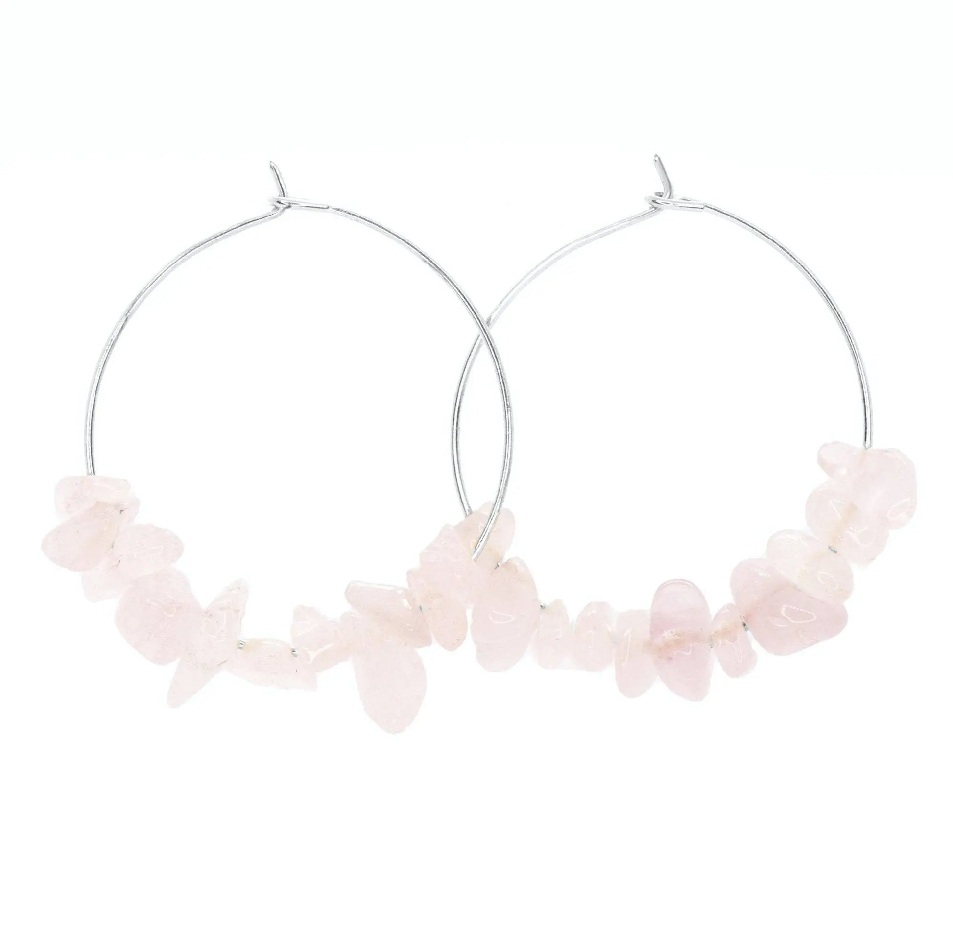 Rock Candy ~ Rose Quartz Hoops SALTY CALI