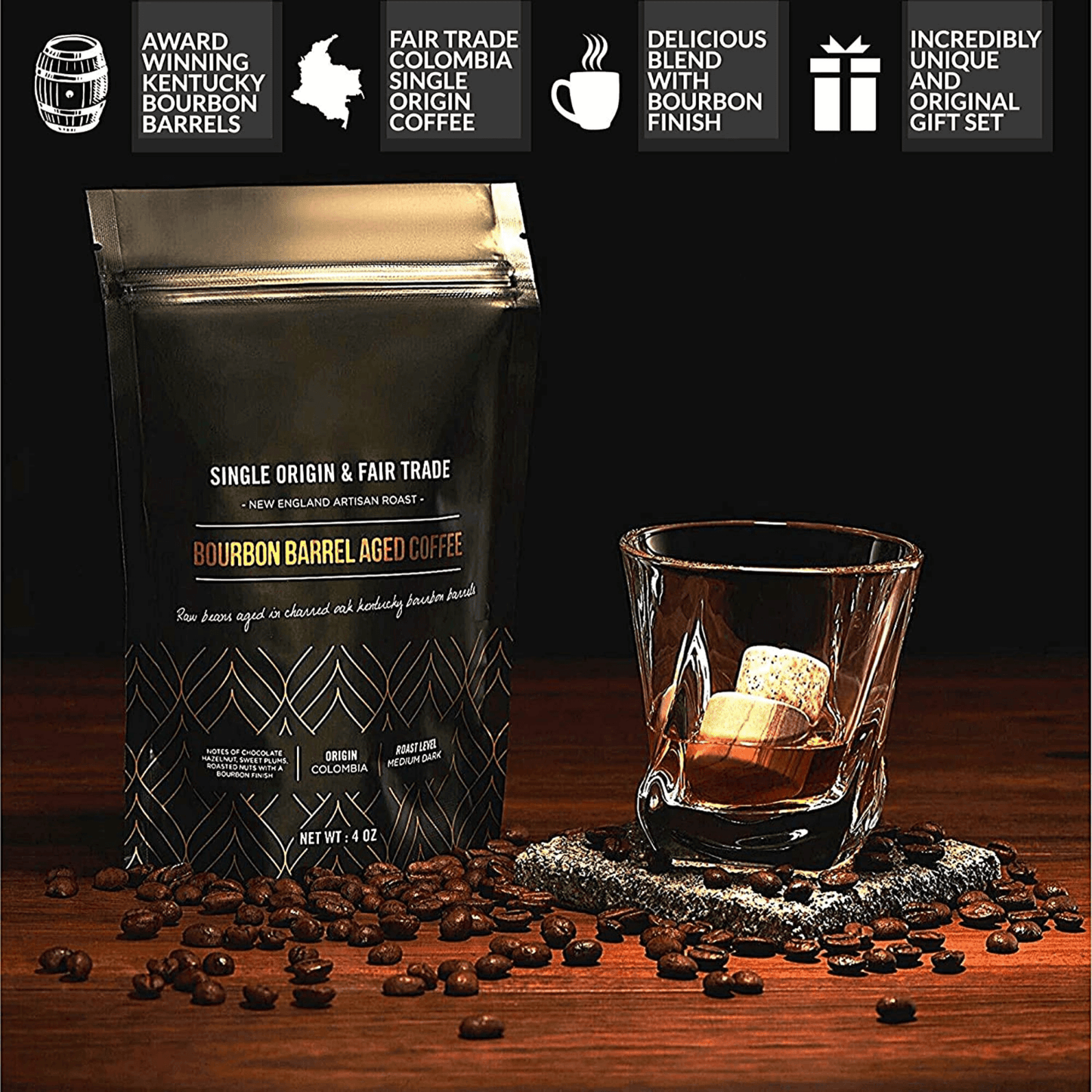 The Gourmet Set - Whiskey Rocks & Bourbon Barrel Aged Coffee