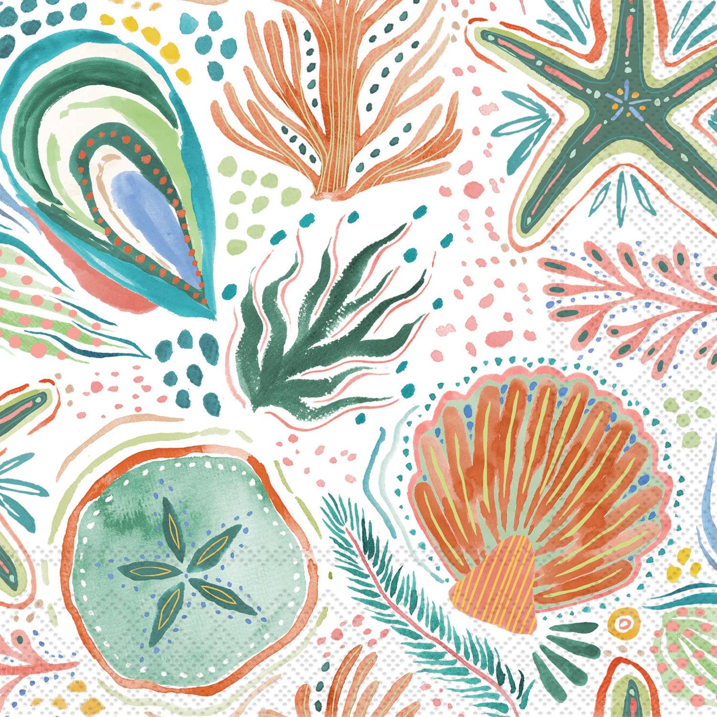 Paper Cocktail Napkins 20 Ct Coastline Oyster Allover