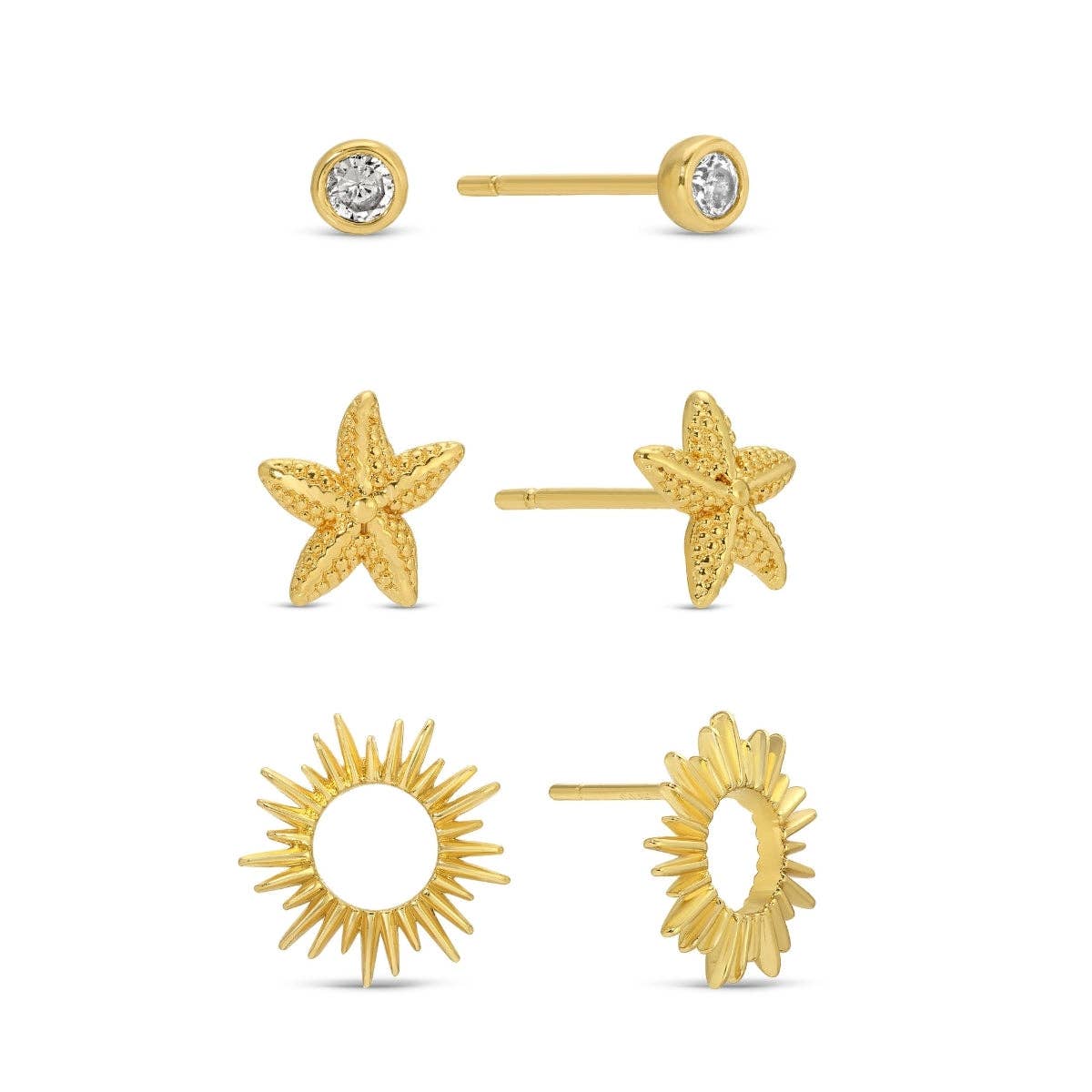 The Sun & Sea Trio Velvet Stud Set Splendid Iris