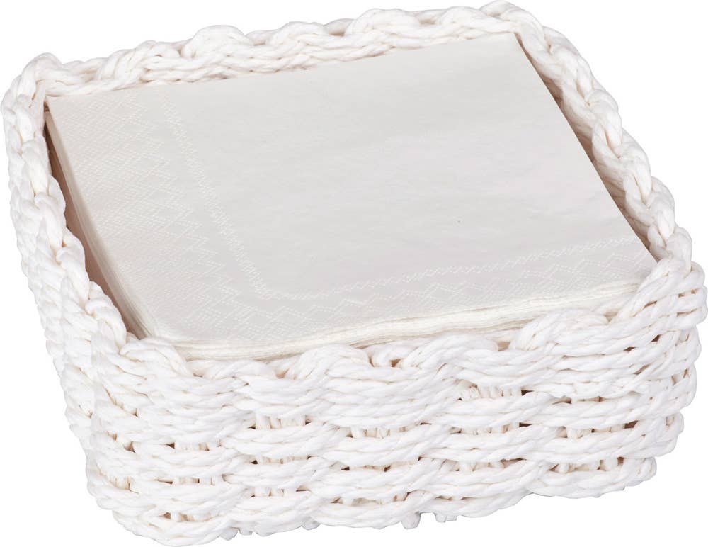 Woven White Cocktail Napkin Woven Caddy Boston International