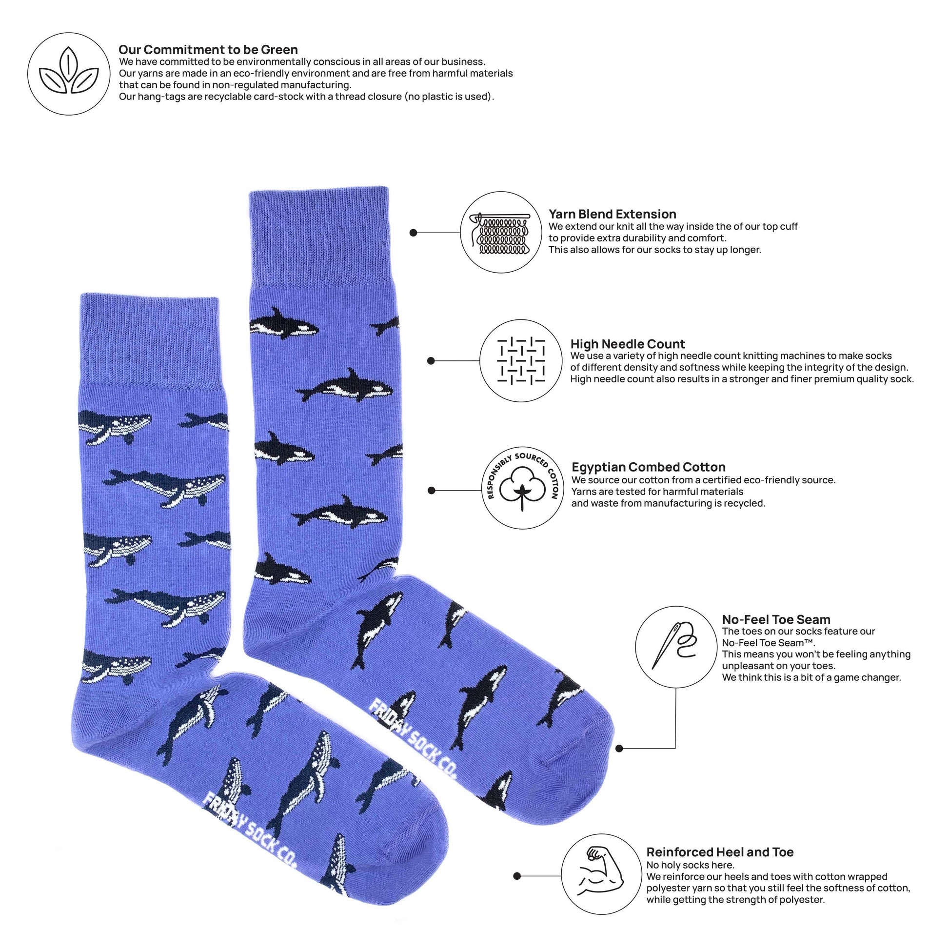 Humpback Whale & Orca Socks Mens Friday Sock Co.
