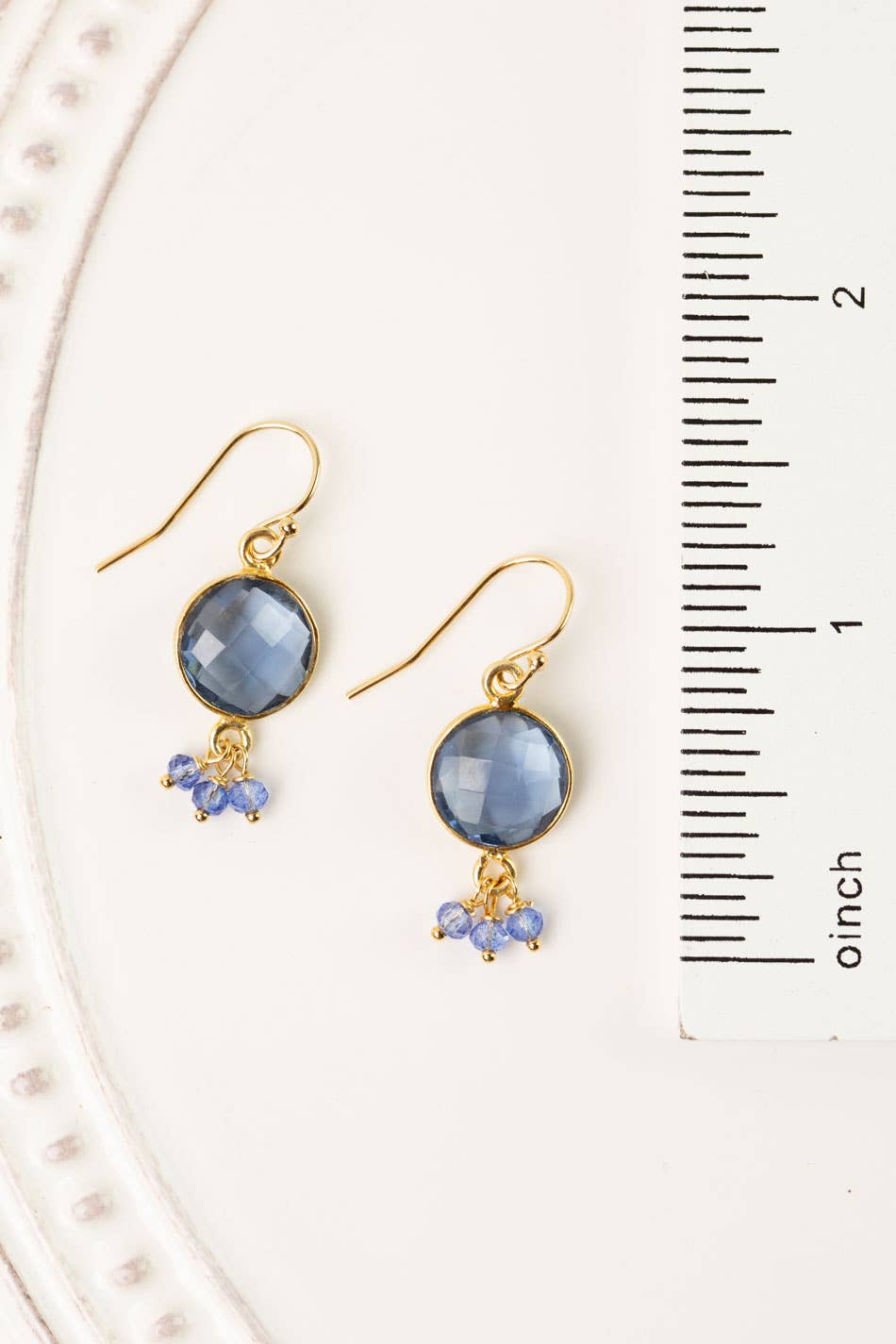 Forget Me Not Gold Plated Faceted Iolite Cluster Earrings