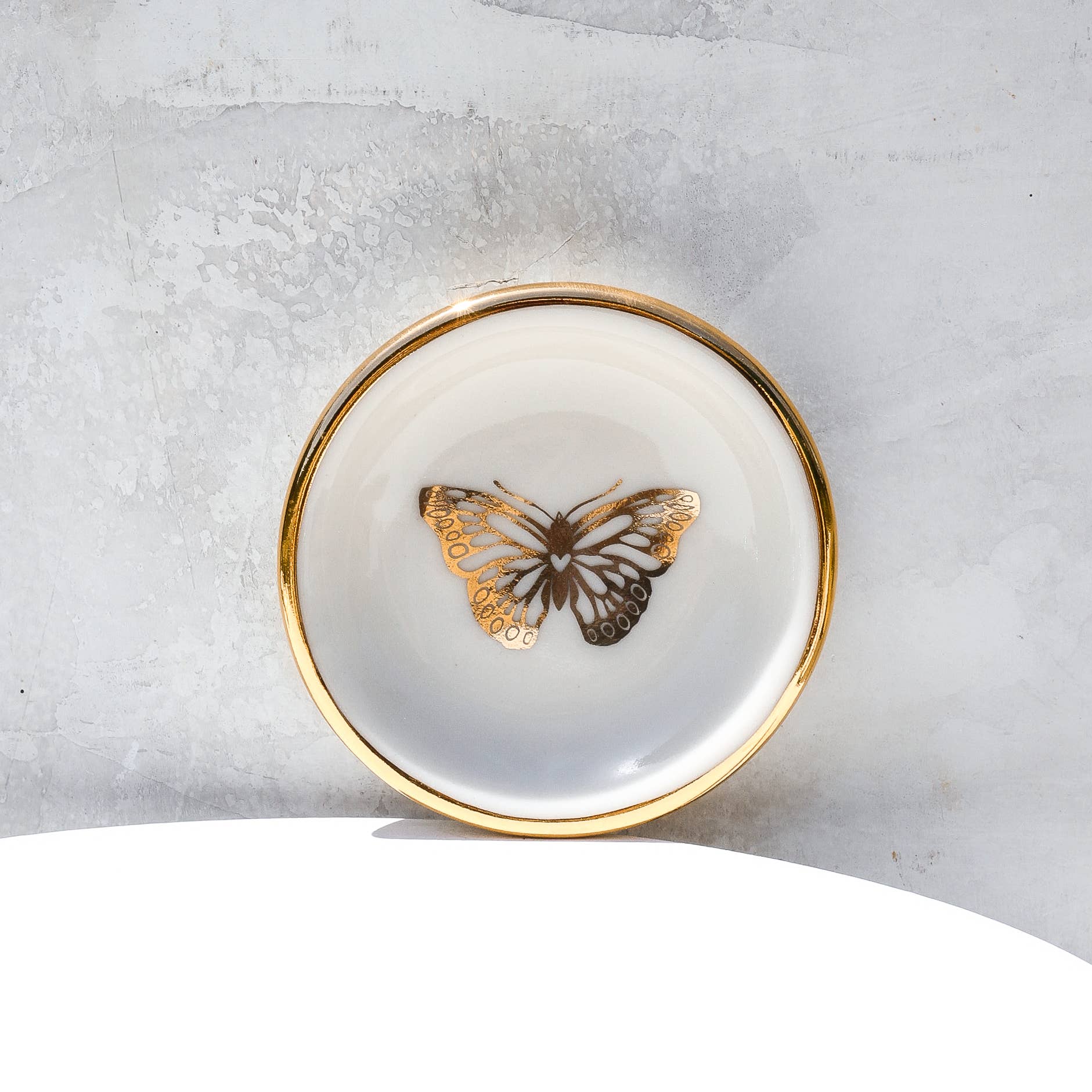Gold Butterfly Ring Dish | Handmade Pottery Trinket Holder Apricity Ceramics