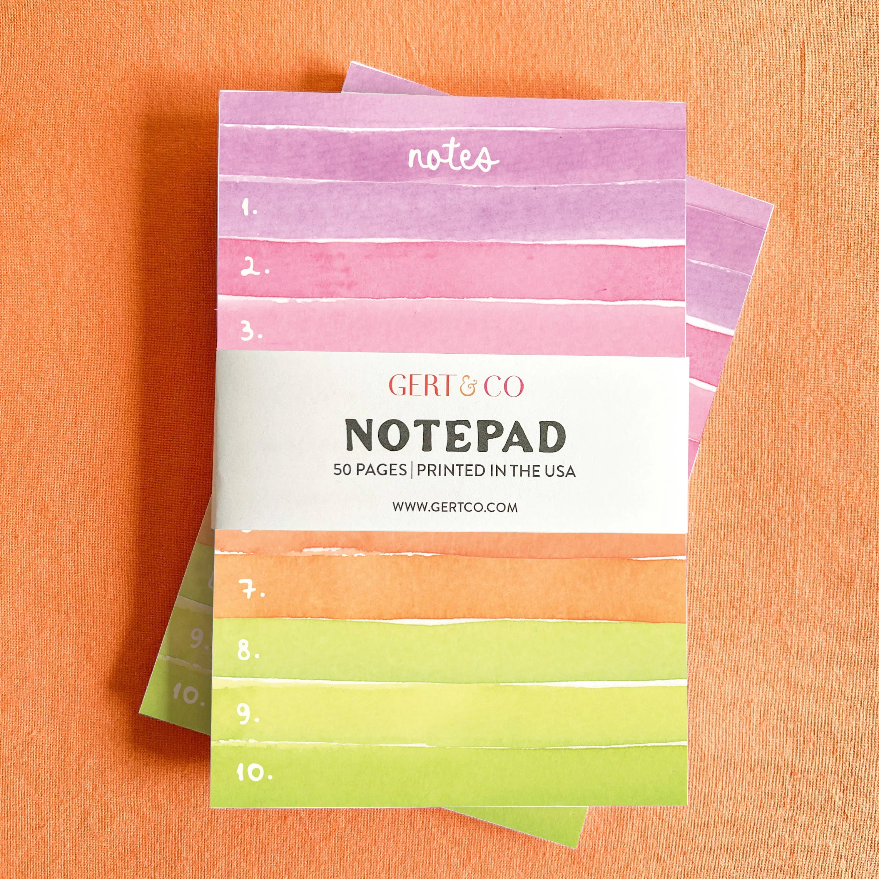 Colorblock Watercolor Stripes Notepad | Numbered Notepad Gert & Co