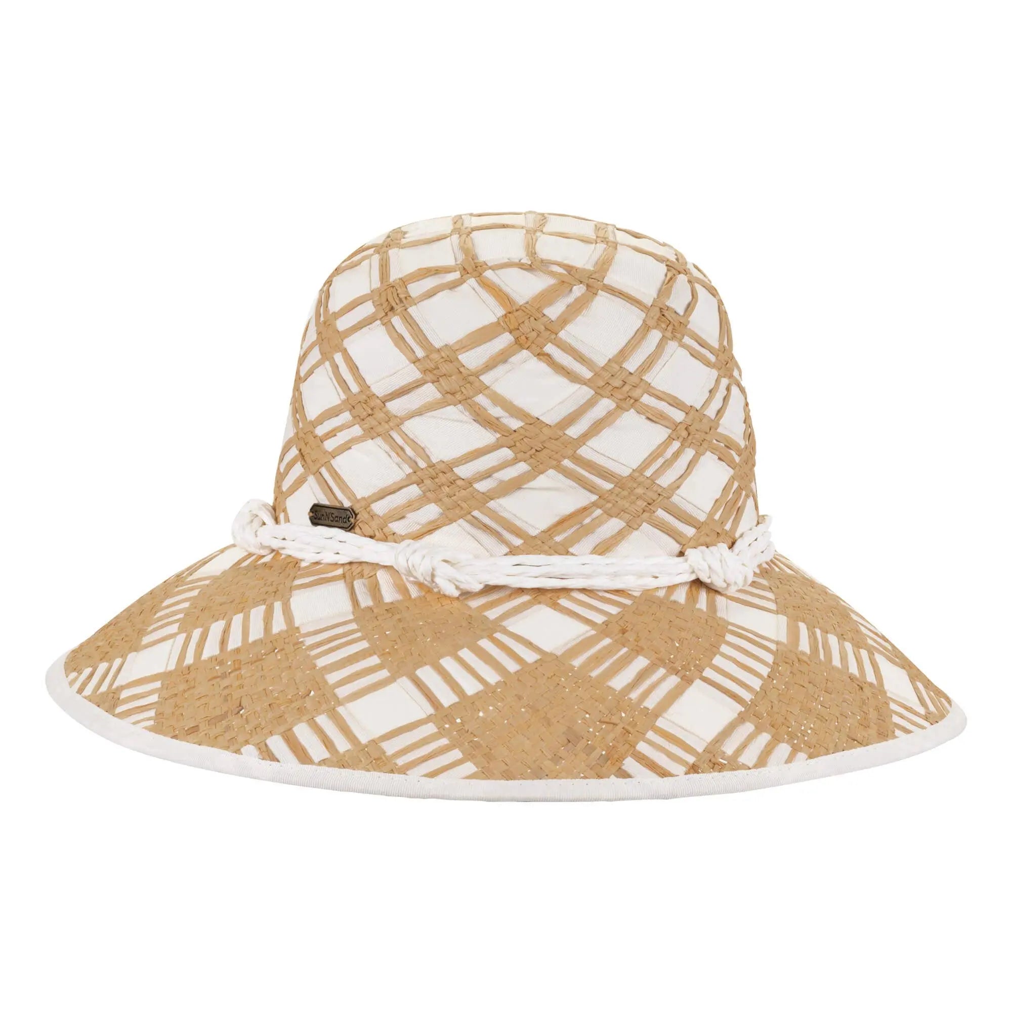 White, 50% Raffia/50% Poly Ribbon Bucket, Brim 4"