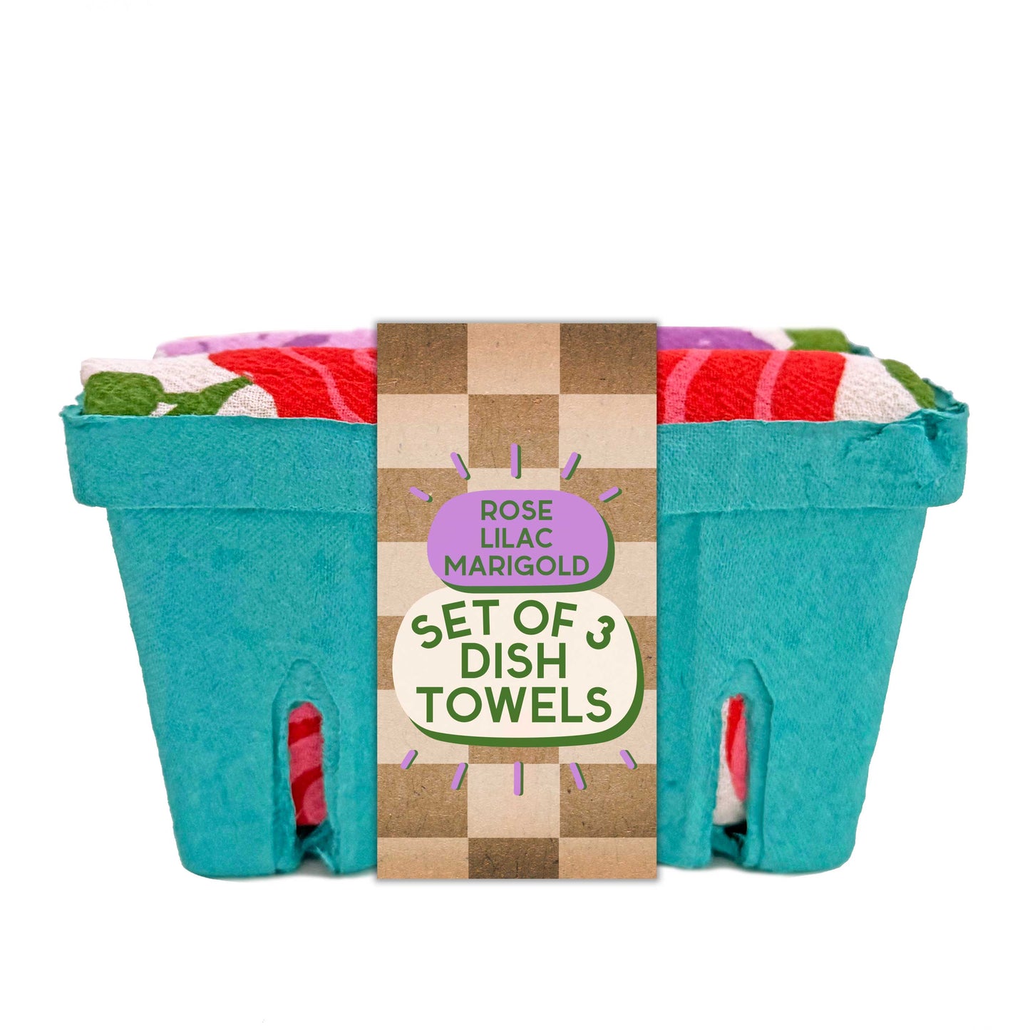 EDIBLE FLOWERS (Rose, Lilac, Marigold) - Tea Towel Set of 3