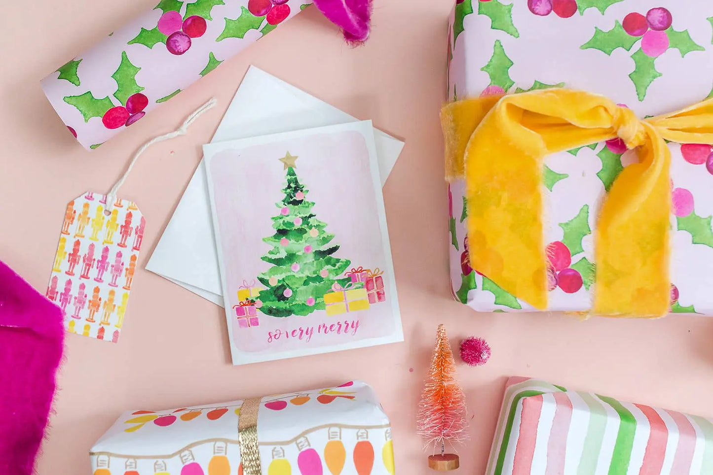 So Very Merry Pink Christmas Greeting Card | Pink Christmas Gert & Co