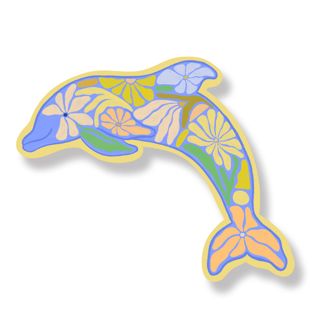 Floral Dolphin - Vinyl Sticker The SoulShine Co.