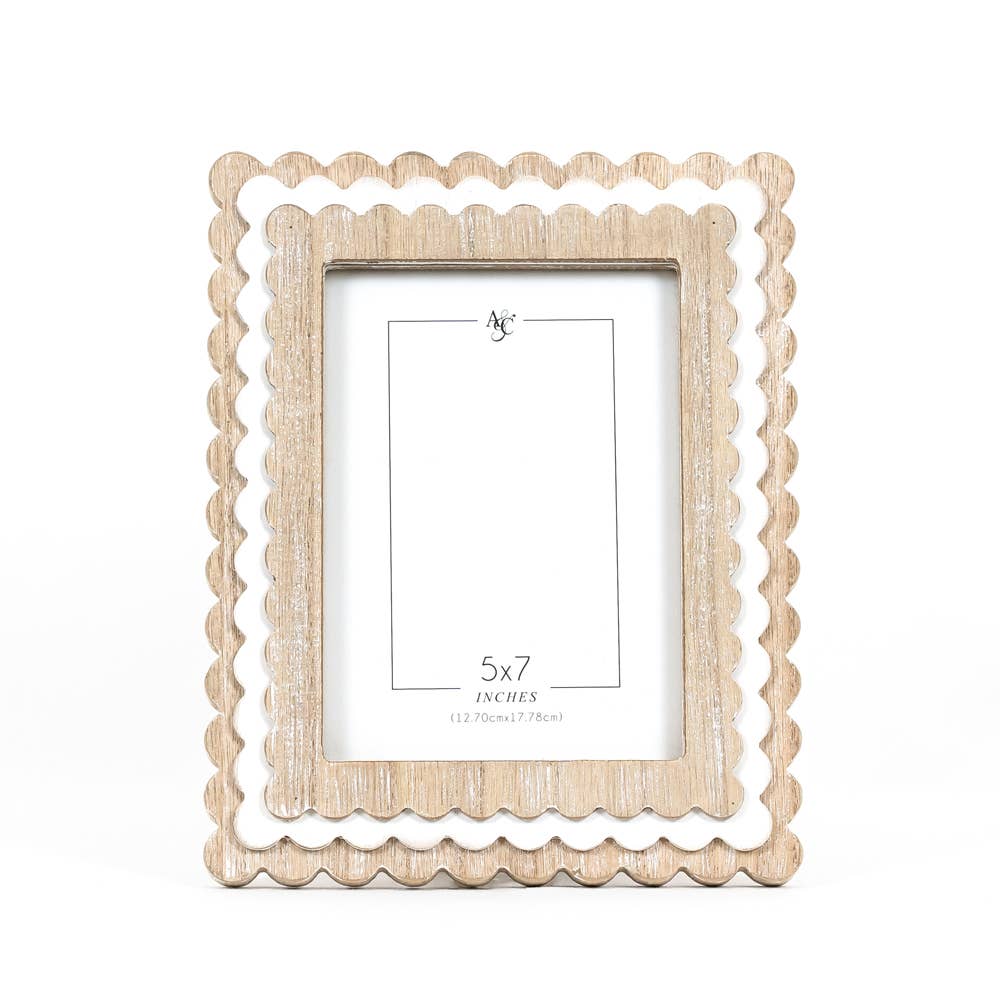 Wood photo frame (SCALLOP) 5x7 photo Devanie At Home (Formerly Adams & Co.)
