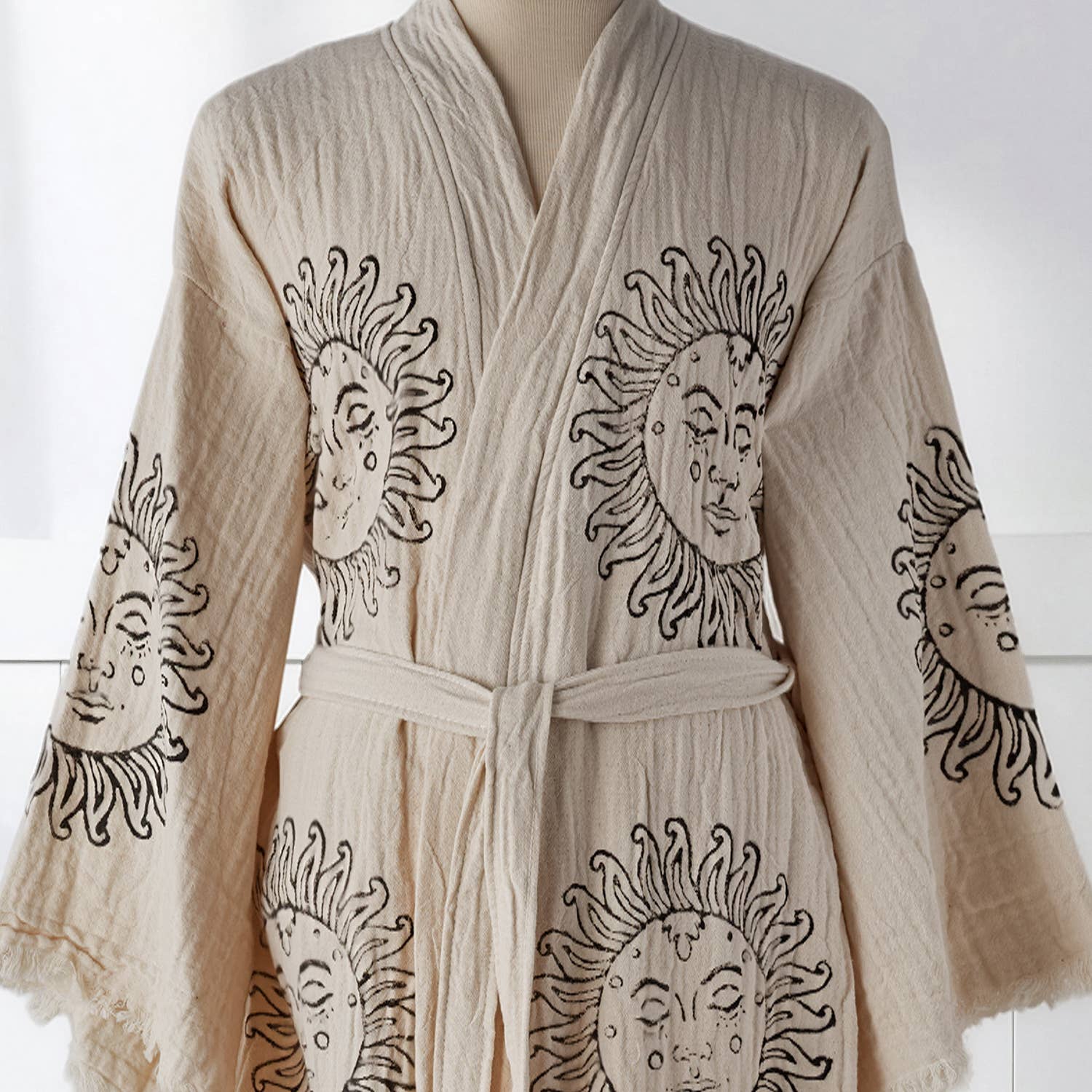 Sun Block Printed Turkish Cotton Light-Weight Summer Kimono Robe Kikoya