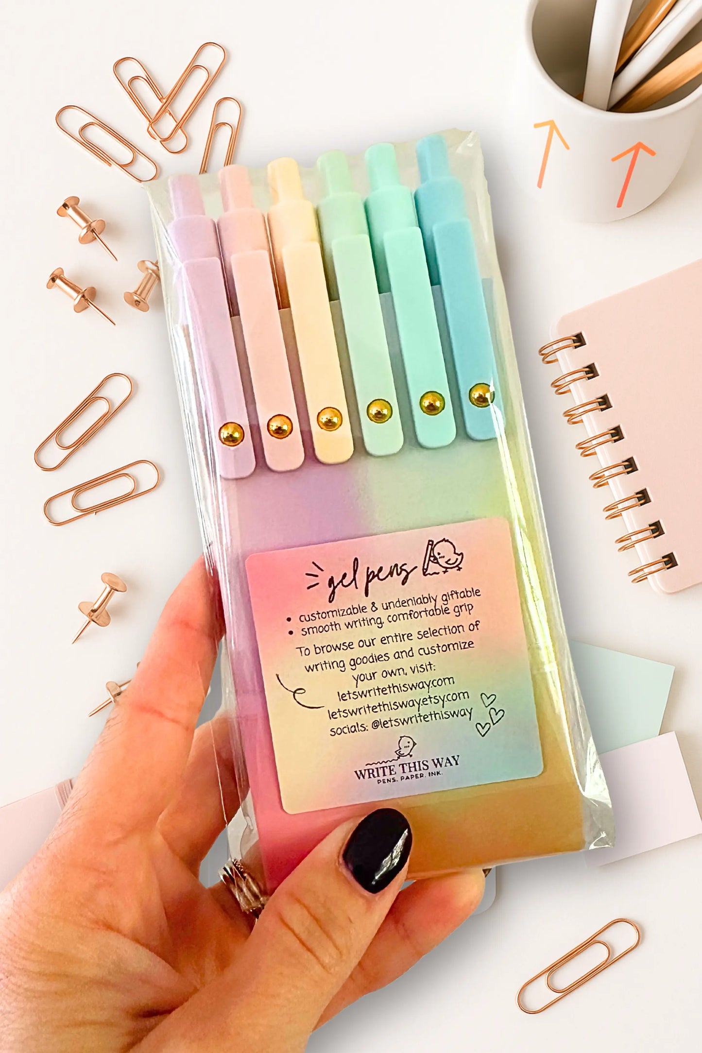 Fine Points™️ 6 Pen Gift Set｜Teacher Life Essentials Engraved Soft Touch Gel Pens Write This Way