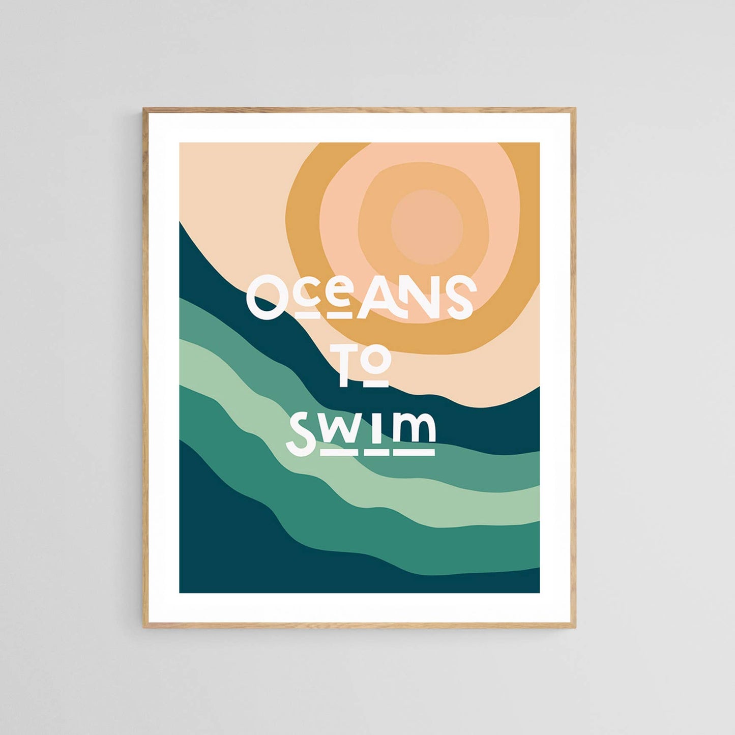 Retro Inspired Typography Art Print - Oceans To Swim
