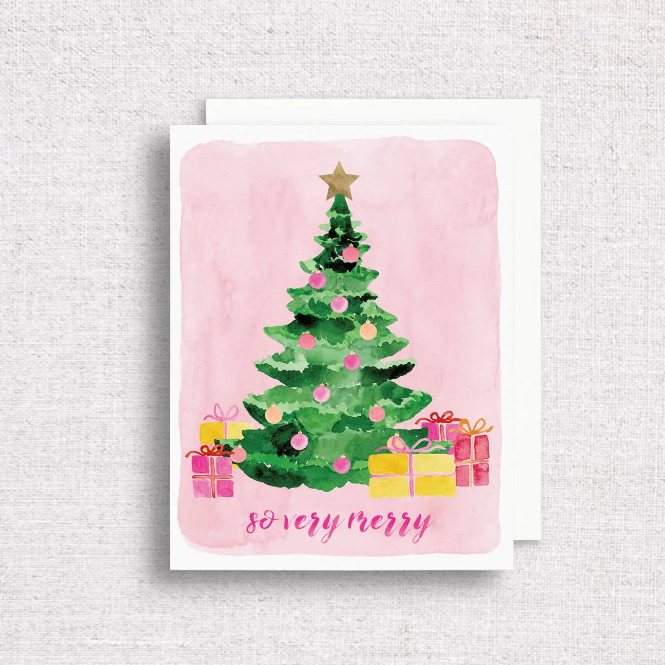 So Very Merry Pink Christmas Greeting Card | Pink Christmas Gert & Co
