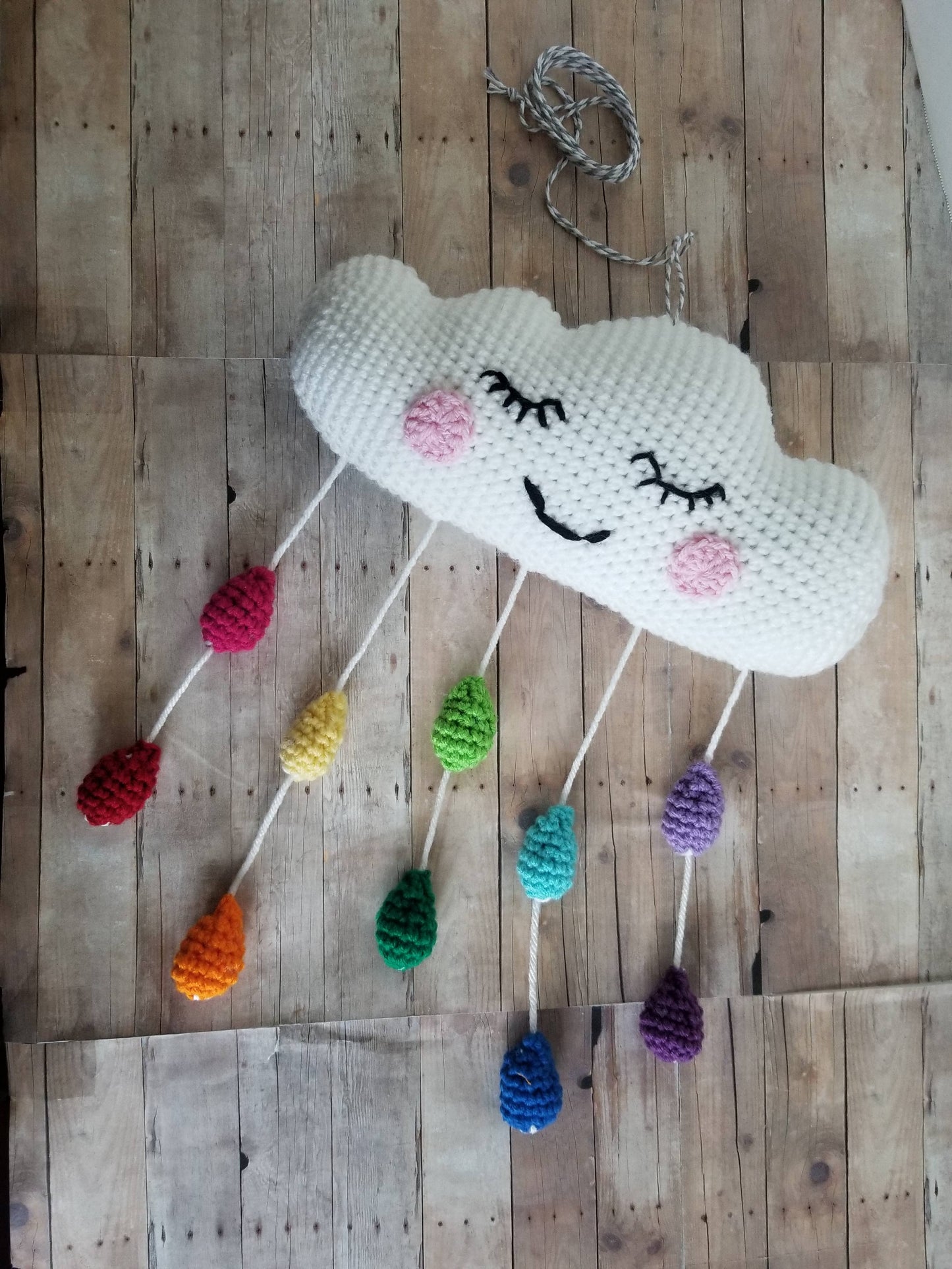 Happy Cloud Mobile Rainbow Raindrops Sweet Sleepy Nursery De