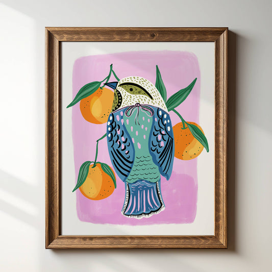 "Bird with Clementines" - 8" x 10" Giclée Art Print Tara Reed